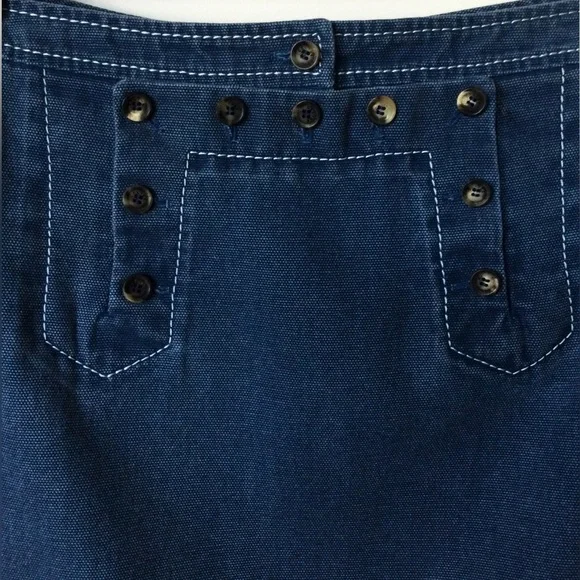 CELINE YACHTING TWILL DENIM CANVAS NAUTICAL BUTTON SKIRT SIZE 38 FRANCE - Picture 2 of 16